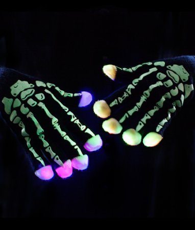 LED glødende skelethandsker