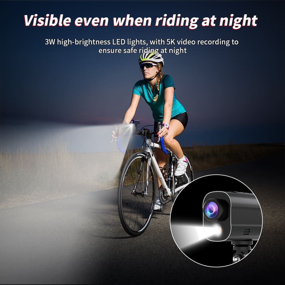 Action kamera til en cykel med led lys wifi