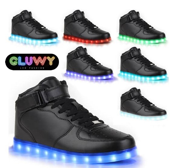 LED skinnende sorte støvler sneakers