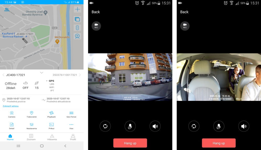 app profio x5 bilkamera med GPS og live transmission