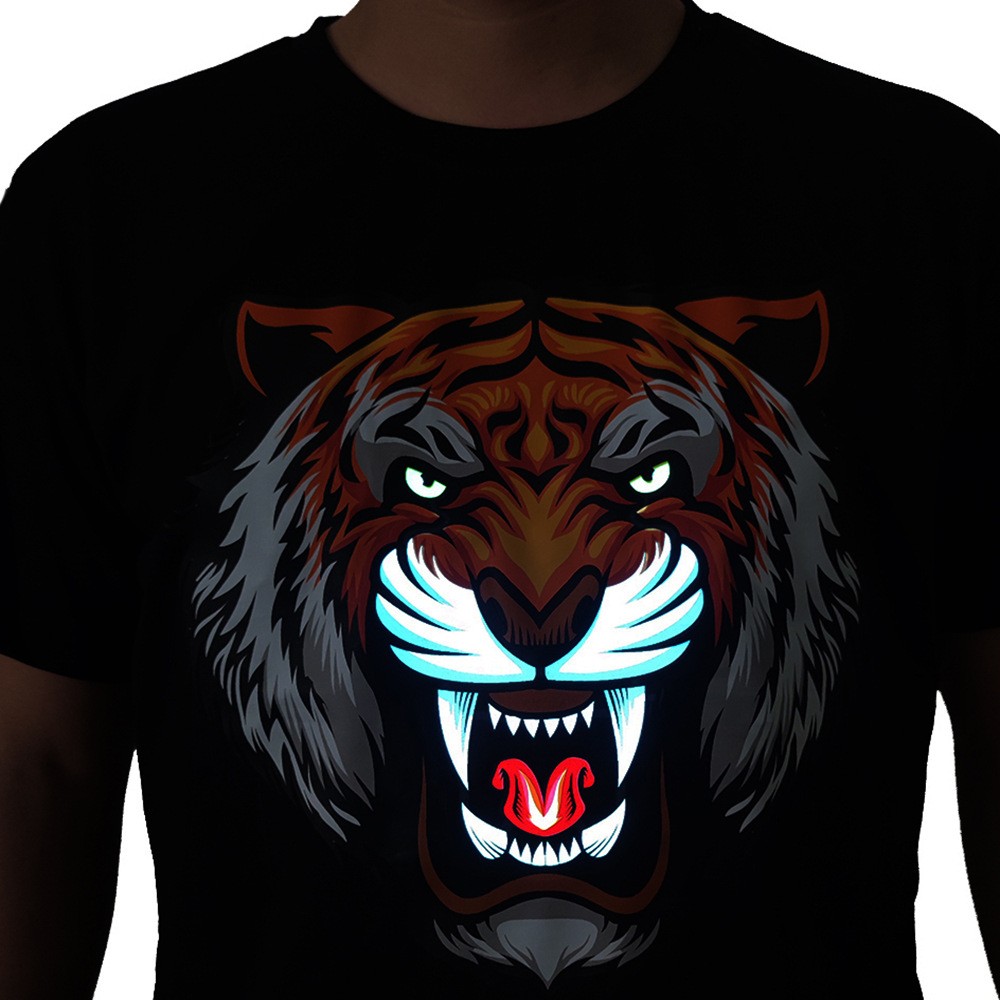 t-shirt tiger led blinkende belysning tshirt