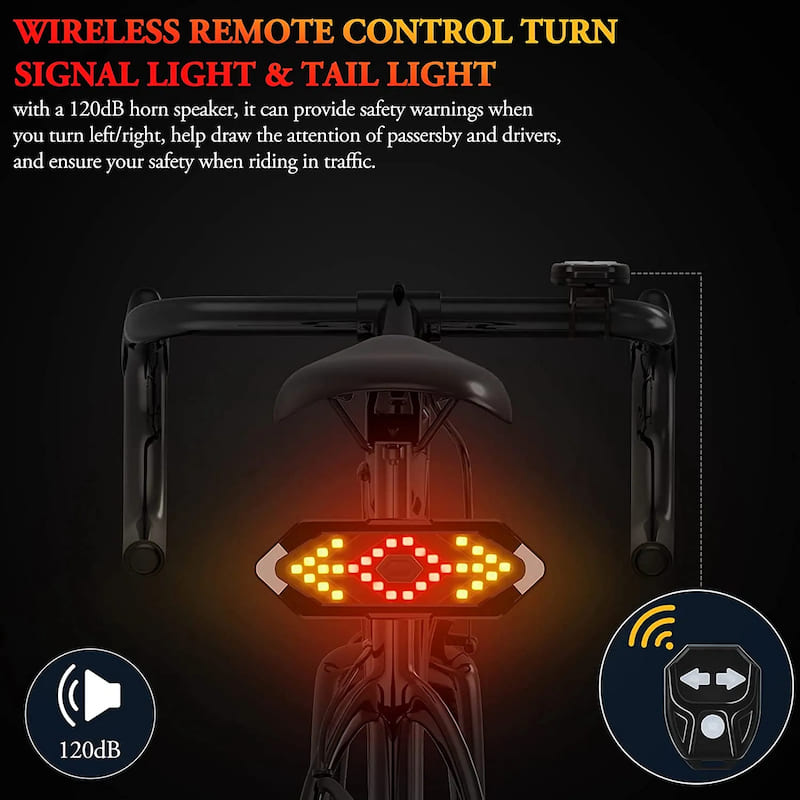 cykelbaglygte med Blinklys til en cykelbaglygte trådløs med controller