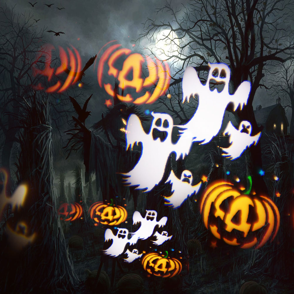 Halloween ledet projektor spøgelseshus og græskar projektion