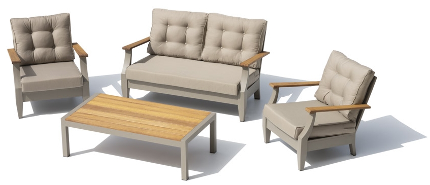 Terrasse siddepladser i den luksuriøse moderne have - sofa med lænestole til 4 personer + bord