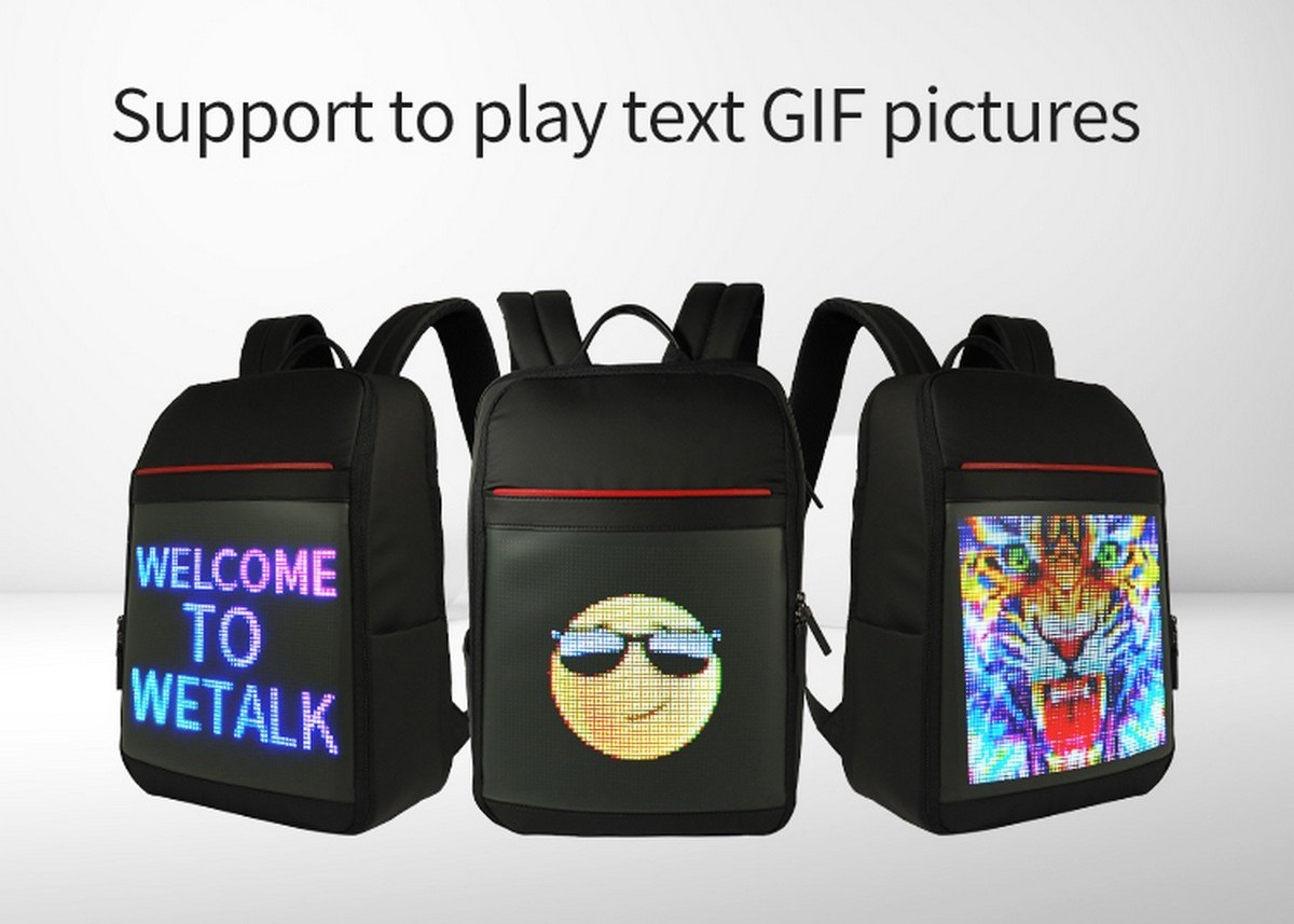 smart rygsæk med LED display billedafspilning og GIF
