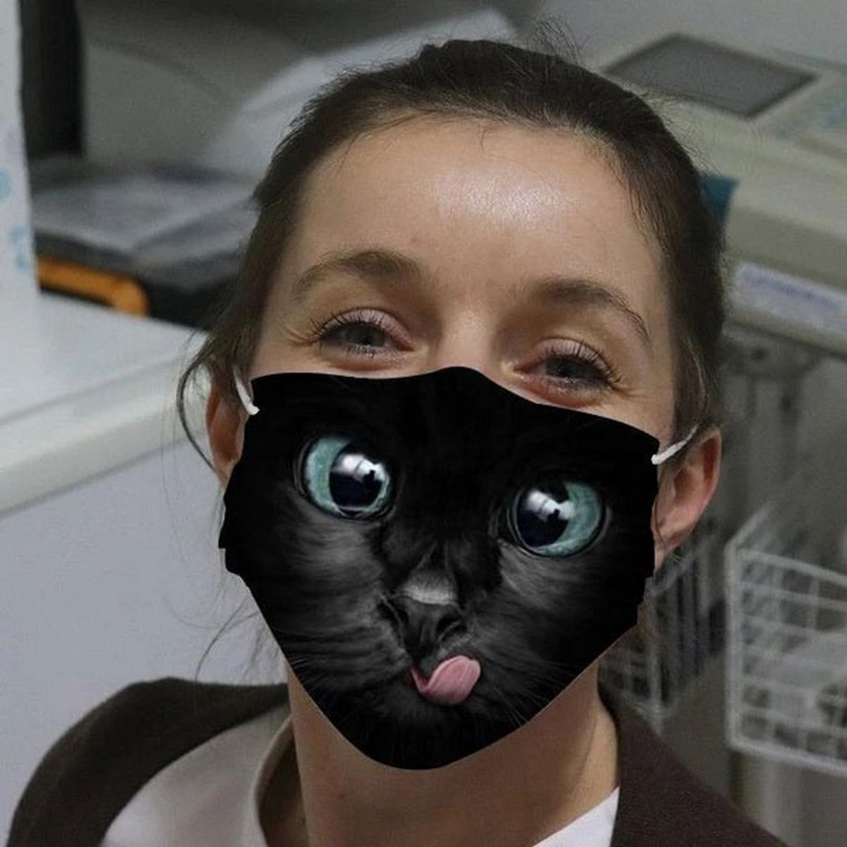 kat ansigtsmaske sort