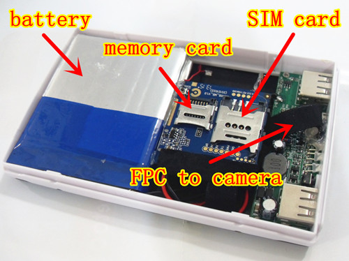 GSM-strømbanker med et kamera på et mikro-SIM-kort