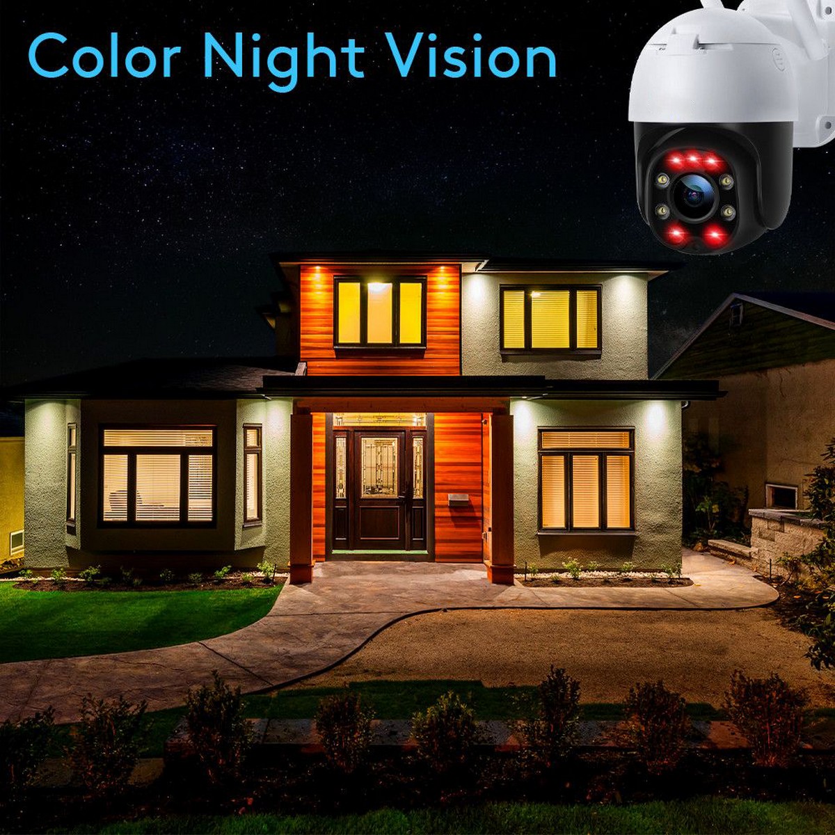 nattesyn ip sikkerhedskamera - infrarøde lysdioder farvet