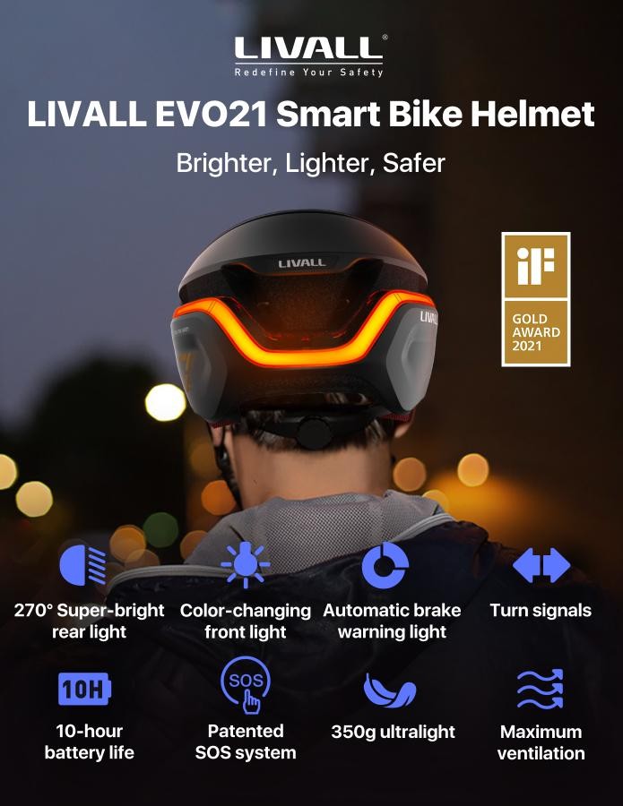 SMART cykelhjelm - Livall EVO21