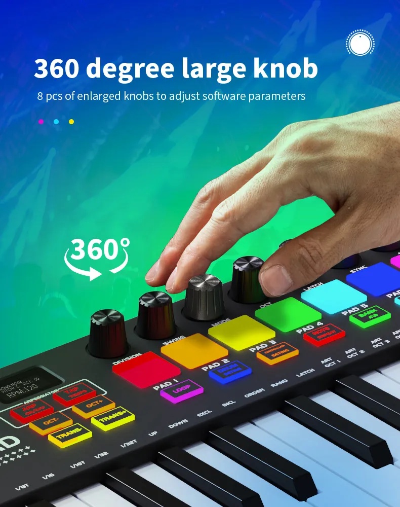 MIDI klaver keyboard med trommepuder