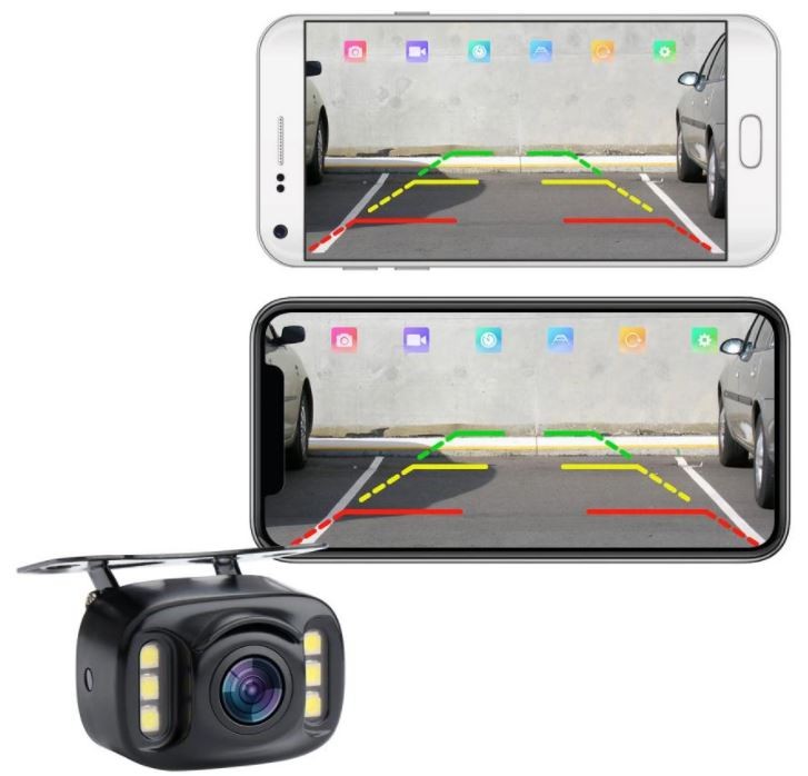 bageste kamera på mobiltelefon i bilen