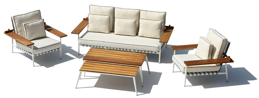 Udendørs havesæder eksklusivt design med træ aluminium med et stort bord