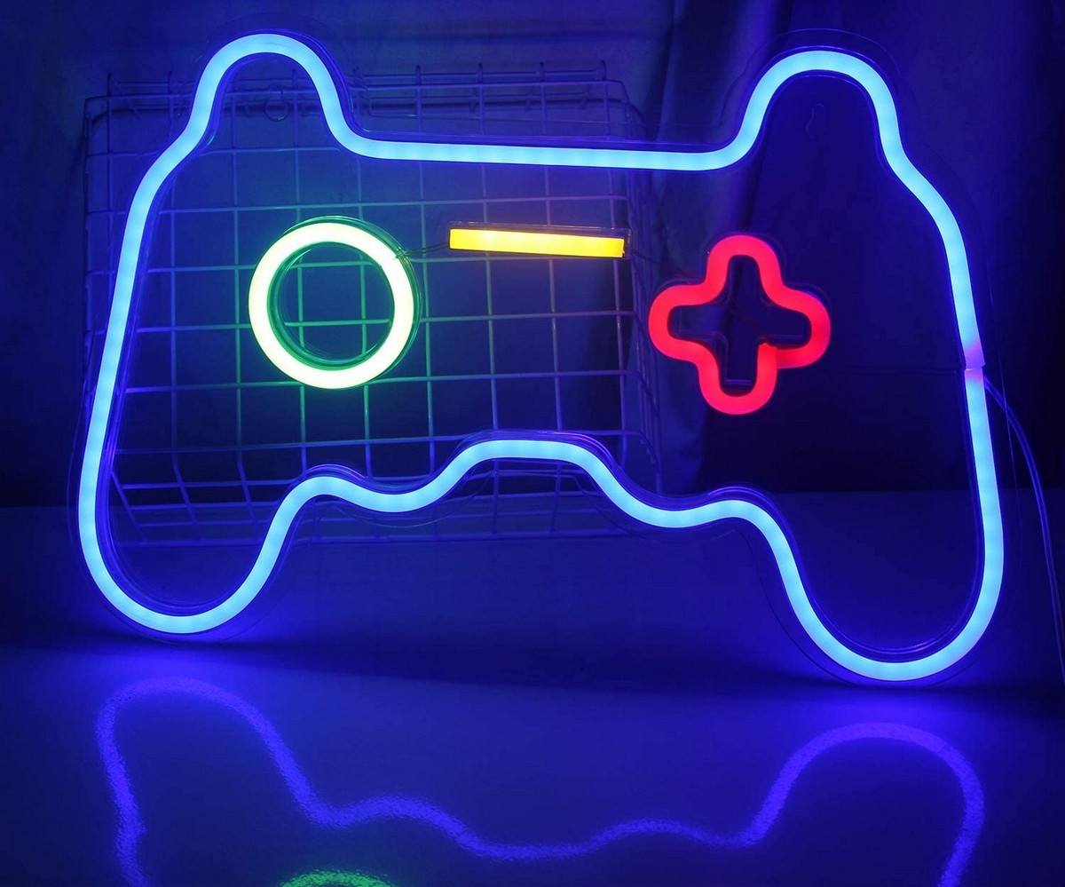 neon led logo på vægbelysning - gamepad