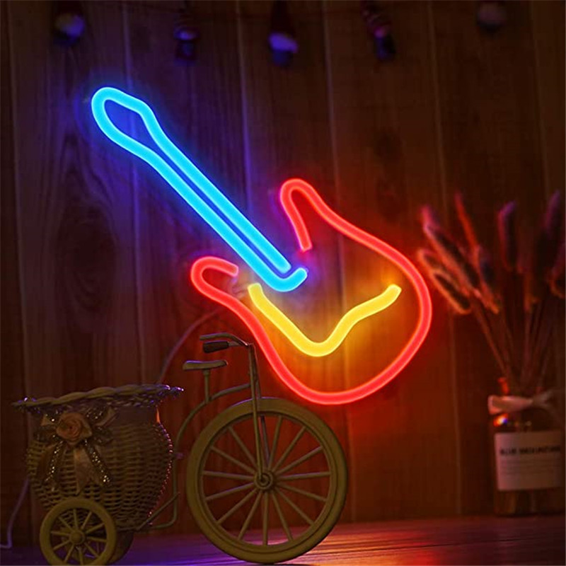 neon banner guitar glødende belysning