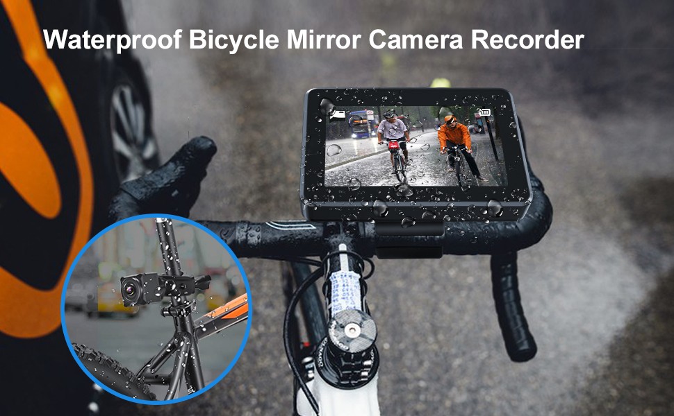 vandtæt cykelkamera IP68 med skærm med optagelse
