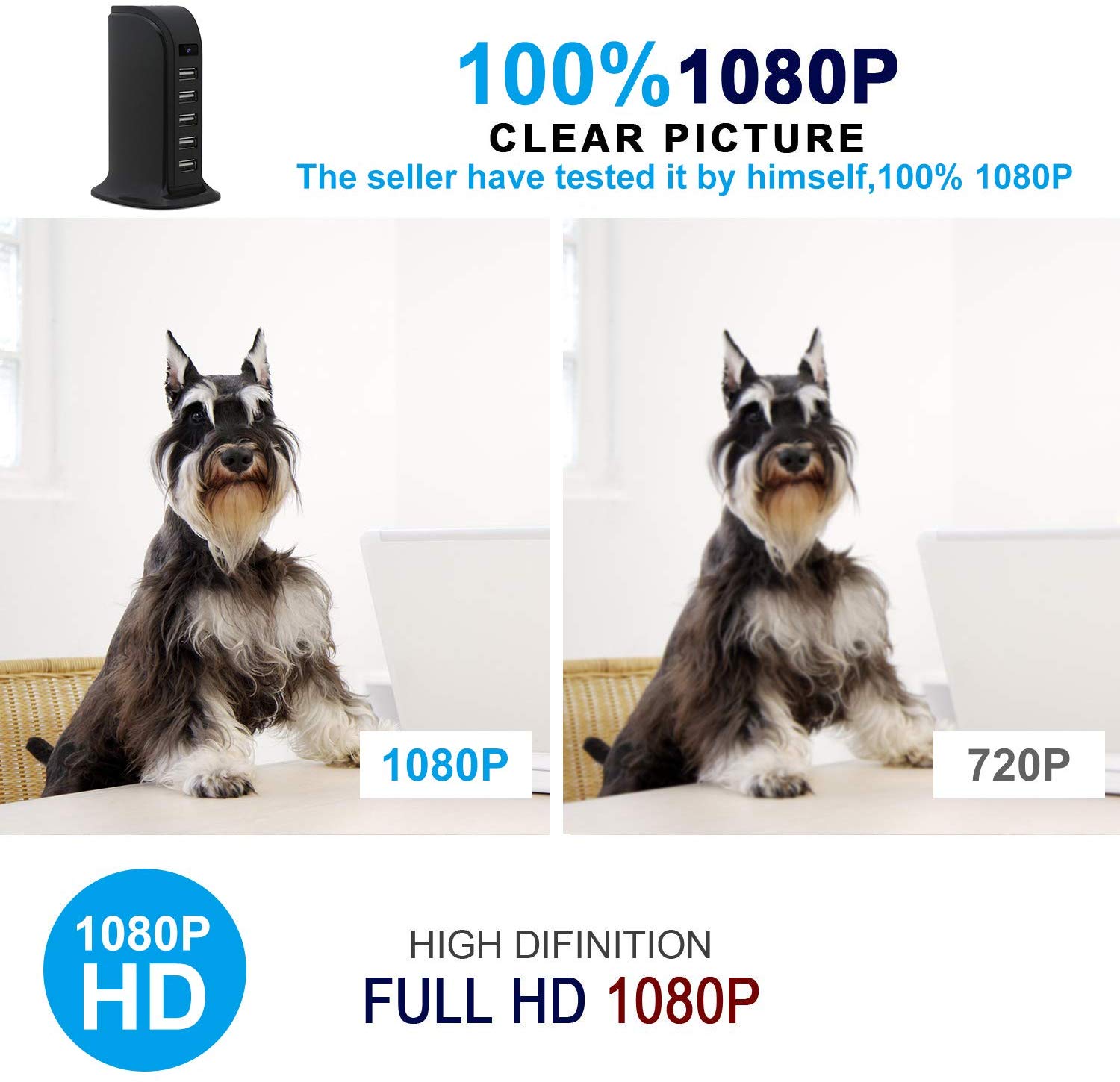 FULD HD-video i realtid power bank cam