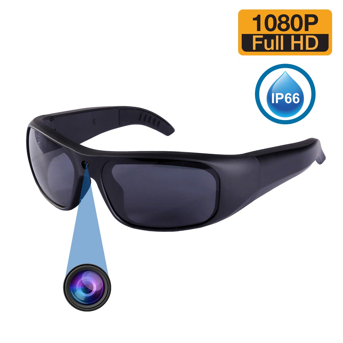 mekanisk Larry Belmont Regnjakke Spy -briller kamera vandtæt (solrige UV -briller) med FULL HD + 16 GB  hukommelse | Cool Mania