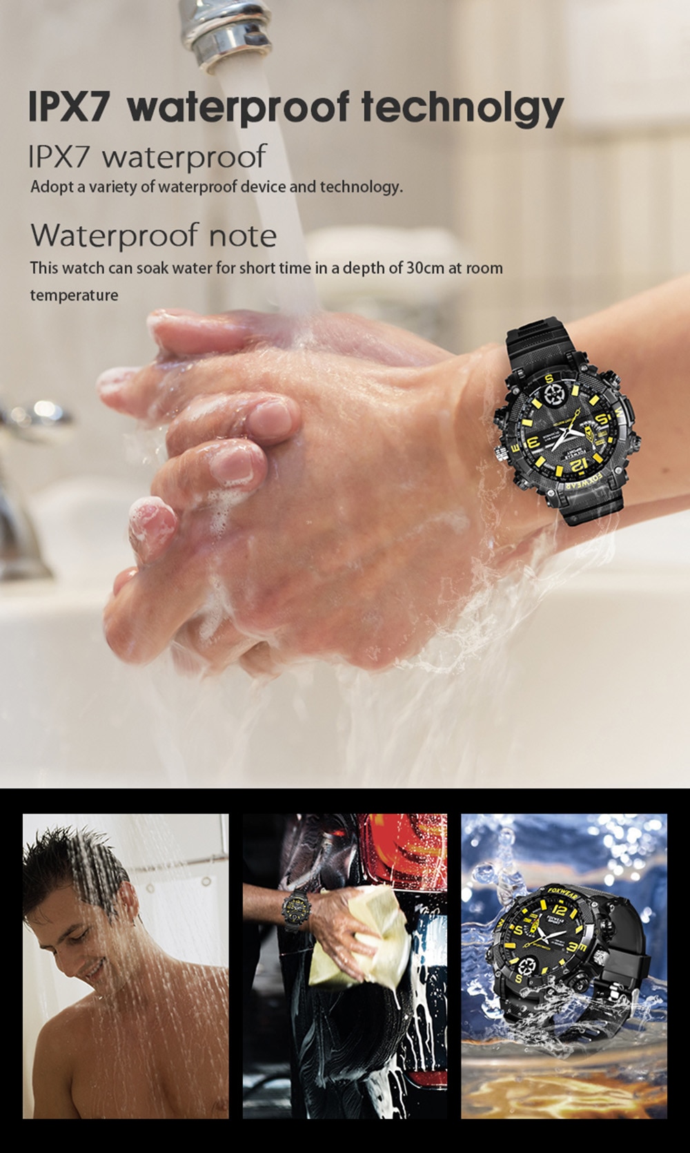 ur med vandtæt IPX7-kamera