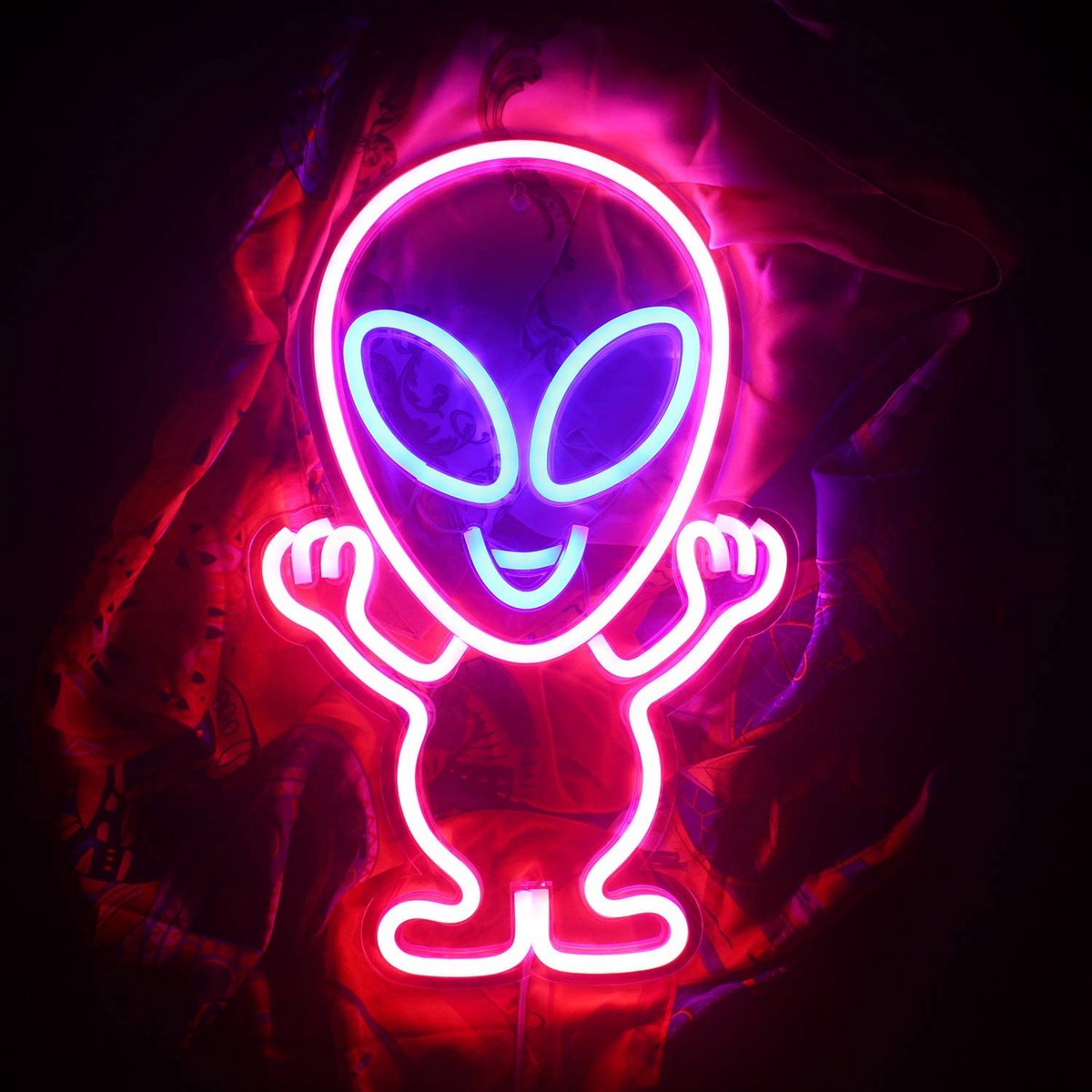 led neon logo skinner på væggen - alien